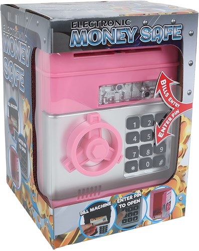 Van Manen caja fuerte de juguete con código secreto rosa 19,5cm-3