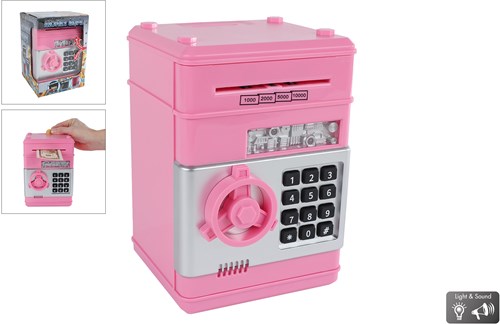Van Manen caja fuerte de juguete con código secreto rosa 19,5cm