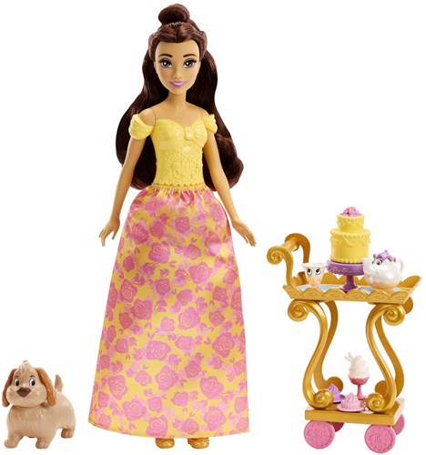 Fisher-Price Disney Princess Belle carrito de té juguete muñeca-3