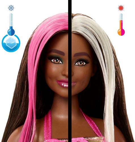Mattel muñeca Barbie Party Unboxed cumpleaños de mascota con mechas rosas-2