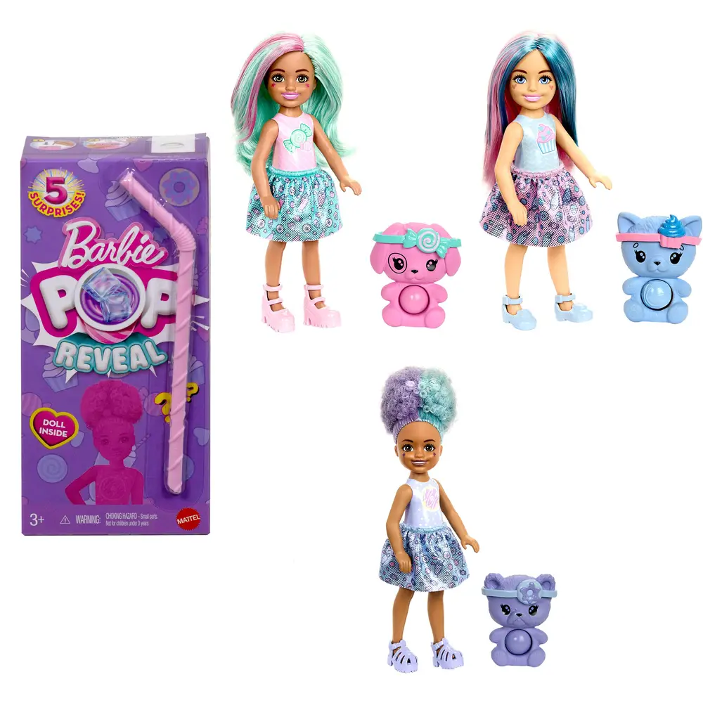 Mattel muñeca Barbie Chelsea Pop Reveal sorpresas dulce perfumado