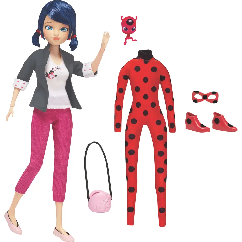 Bandai muñeca fashion Miraculous Marinette 26 cm con 2 conjuntos y accesorios