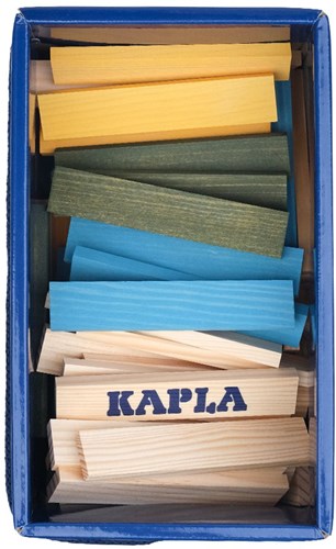 Kapla set de construcción - juguete de madera 120 tablillas azul, amarillo, verde-3