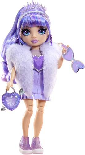 Rainbow High muñeca de moda morada - Crystal Fashion Doll Violet con accesorios-2