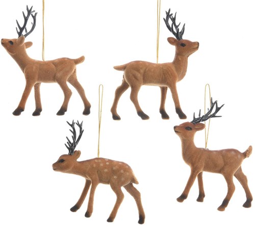 Decoris adorno reno árbol de Navidad marrón 13cm flock decoración