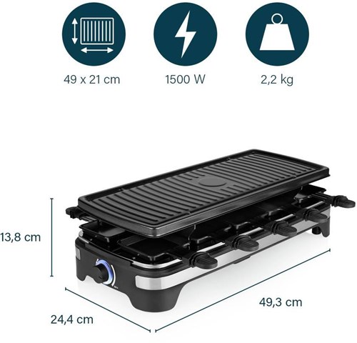 Princess set de raclette para 10 personas - placa grill - 1500W - negro-3