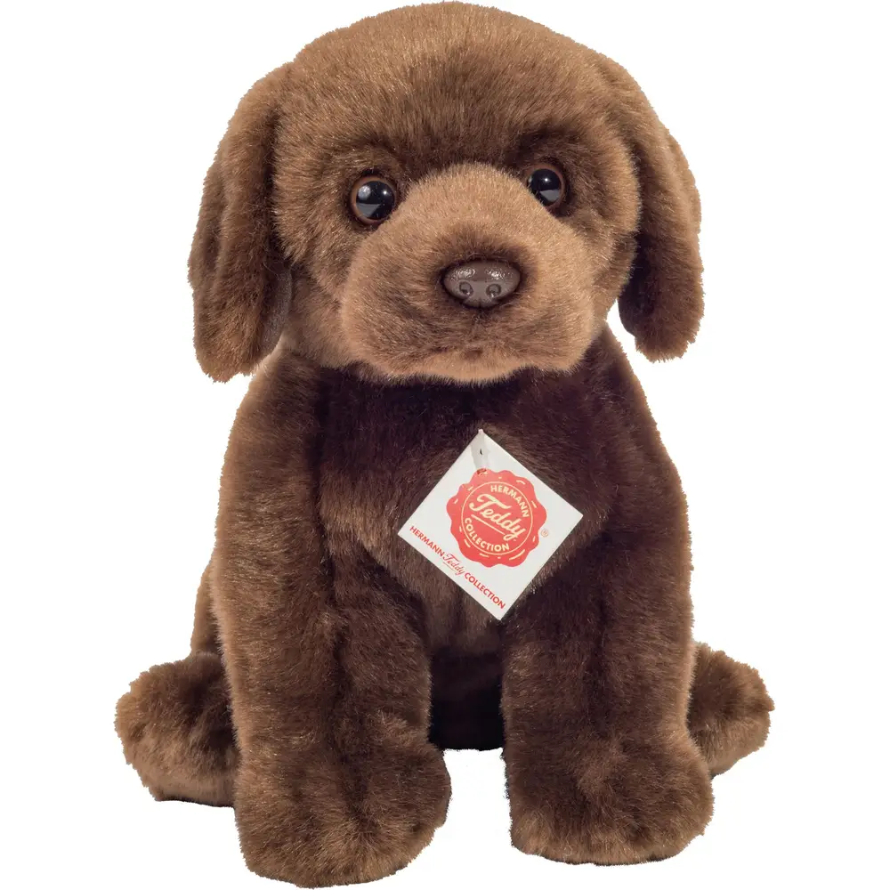 Hermann Teddy perro de peluche Labrador sentado marrón oscuro - 25 cm peluche