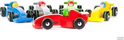 Bajo coche de carreras Fórmula 1 madera rojo juguete sostenible