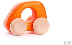 Bajo cochecito mini de madera - coche de juguete naranja para niños