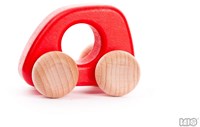 Bajo cochecito mini de madera - coche de juguete rojo, madera sostenible
