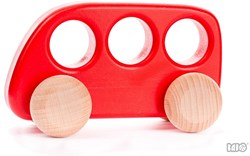Bajo autobús de madera rojo - juguete sostenible autobús para niños