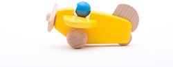 Bajo Avión de Madera con Piloto - Juguete Amarillo