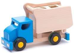 Bajo camión volquete encajable - Juguete de madera azul para niños