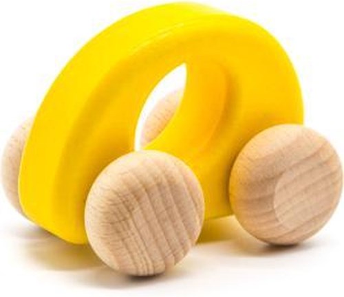 Bajo coche de juguete de madera Elipse amarillo - coche de madera sostenible