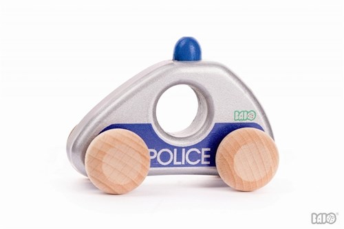 Bajo Coche de Policía de Madera - Vehículo de juguete azul para niños