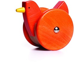 Bajo Juguete de Madera para Empujar Gallina Tambaleante, Roja - Juguete Educativo