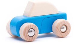 Bajo coche de madera pullback azul - juguete sostenible