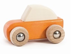 Bajo coche de madera pullback naranja - juguete sostenible
