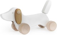 Bajo cachorro de perro salchicha de madera - juguete perro blanco de madera