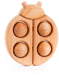 Bajo sonajero de madera mariquita juguete para bebé - natural