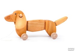 Bajo cachorro de perro salchicha de madera - juguete sostenible para niños