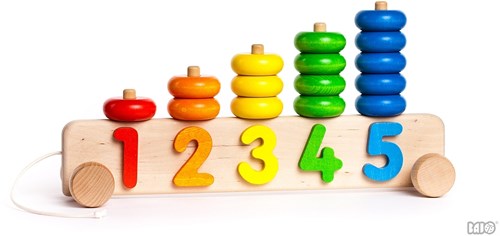 Bajo Ábaco de Madera Tablero Apilable con Ruedas - Juguete Educativo Multicolor