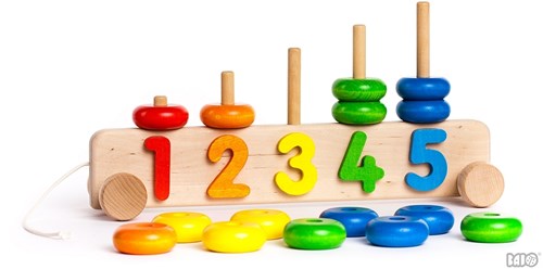 Bajo Ábaco de Madera Tablero Apilable con Ruedas - Juguete Educativo Multicolor-2
