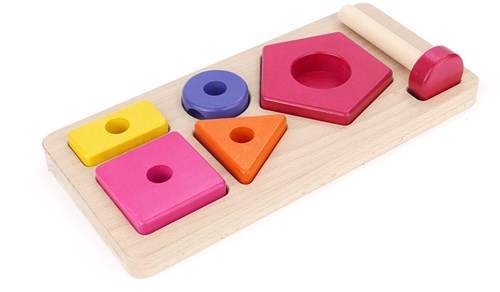 Bajo juguete puzzle de madera formas pirámide juego educativo-2