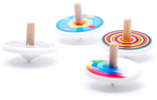 Bajo trompo de madera juguete - spinning top colorido para niños-2