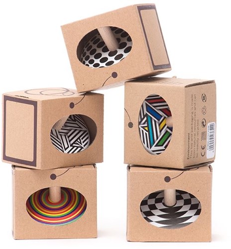 Bajo trompo de madera juguete colorido - spinning top para niños-2