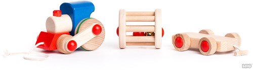 Bajo tren de juguete de madera Choo-Choo con sonajero - 3 piezas-2
