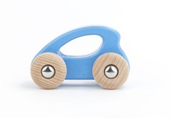 Bajo coche ecológico de madera - juguete sostenible azul claro