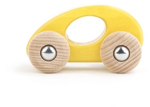 Bajo coche de juguete madera limusina amarillo sostenible eco