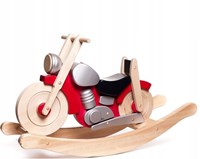 Bajo moto de juguete de madera roja educativa sostenible