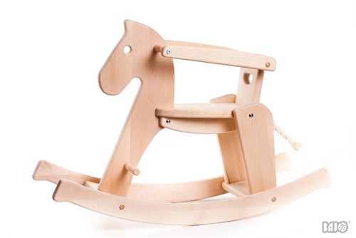 Bajo caballo balancín con reposabrazos - juguete de madera para niños-2