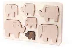Bajo puzzle de formas de madera Elefantes - juguete educativo 7 piezas