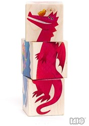 Bajo puzzle de bloques de madera dragones - juguete educativo 12 bloques