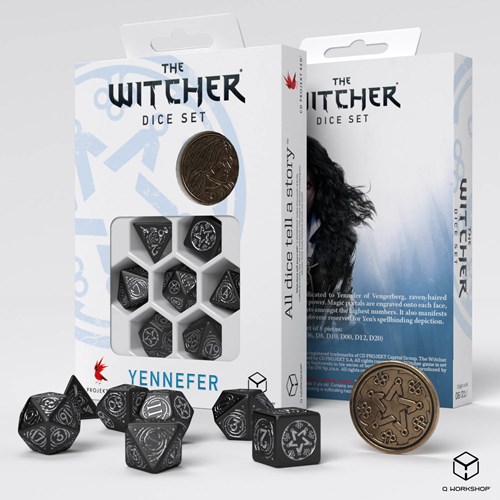 Q-Workshop The Witcher Dice Set - Yennefer - La Estrella de Obsidiana (7 piezas + moneda)