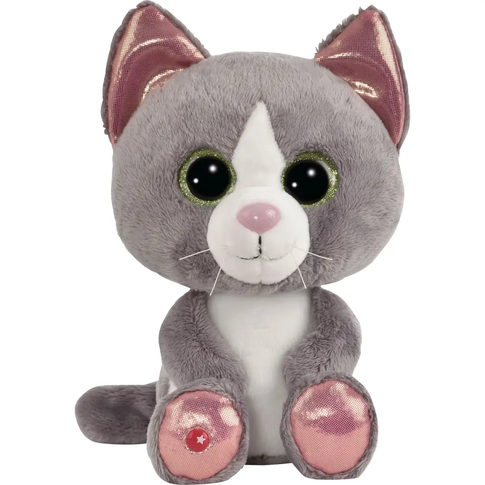 Nici peluche gato Felinja gris juguete suave 25cm detalles brillantes