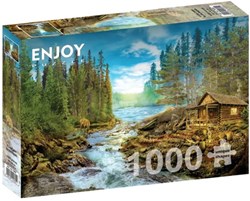 Enjoy Puzzle rompecabezas A Log Cabin by the Rapids - 1000 piezas adultos
