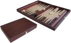 HOT Games Caja de Backgammon de madera marrón 35x23 cm con piedras de HOT