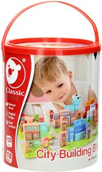 Classic World bloques de madera ciudad - set de construcción - 120 piezas - juguete educativo