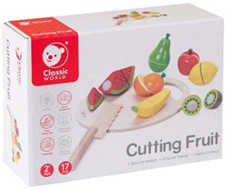 Classic World juguete de madera set de frutas para cortar con tabla 17 piezas