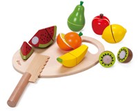 Classic World juguete de madera set de frutas para cortar con tabla 17 piezas-2
