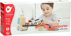 Classic World camión transportador de coches de madera con coches, madera FSC