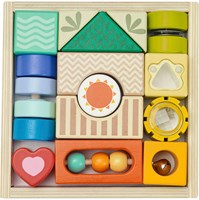 Classic World bloques sensoriales de madera juguete educativo 15 piezas colorido-3