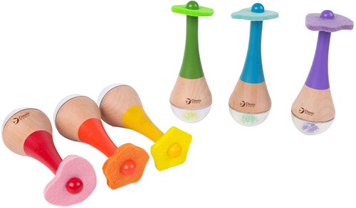 Classic World maracas de madera arcoíris - juguete musical para niños-2