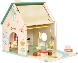 Classic World Houten Poppenhuisje met Tuintje, 10dlg.