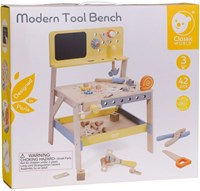 Classic World banco de trabajo de madera moderno - set de herramientas de juguete 42 piezas