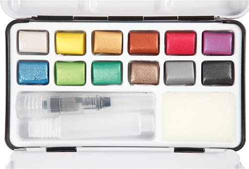 Creativ Company set acuarela metálica - 12 colores con pincel-3